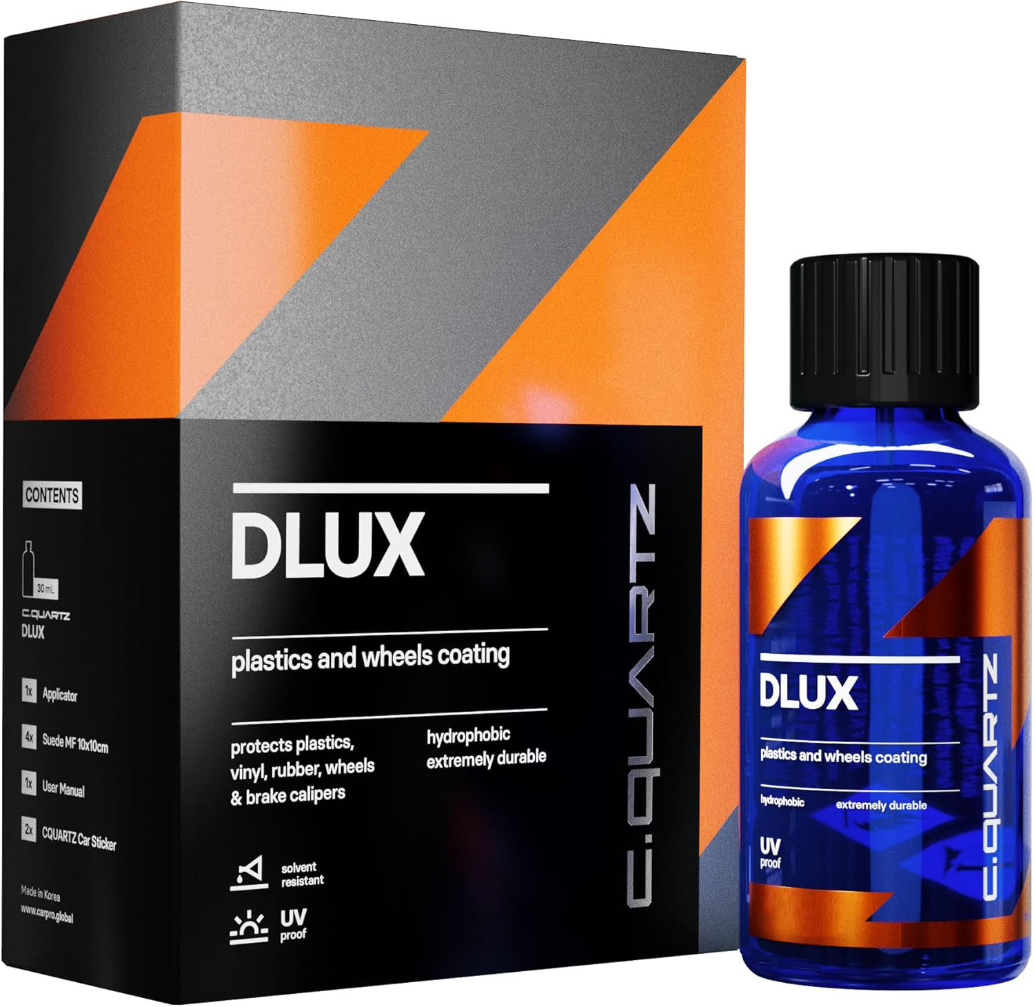 New brand CQUARTZ DLUX Wheel and Trim Coat 30mL - Ceramic Coating UV Protection for Wheels and Exterior Plastics, Rubber, and Metals